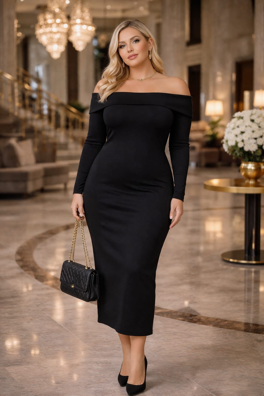 Madonna Yaka Oysho Kumaş Elbise Siyah